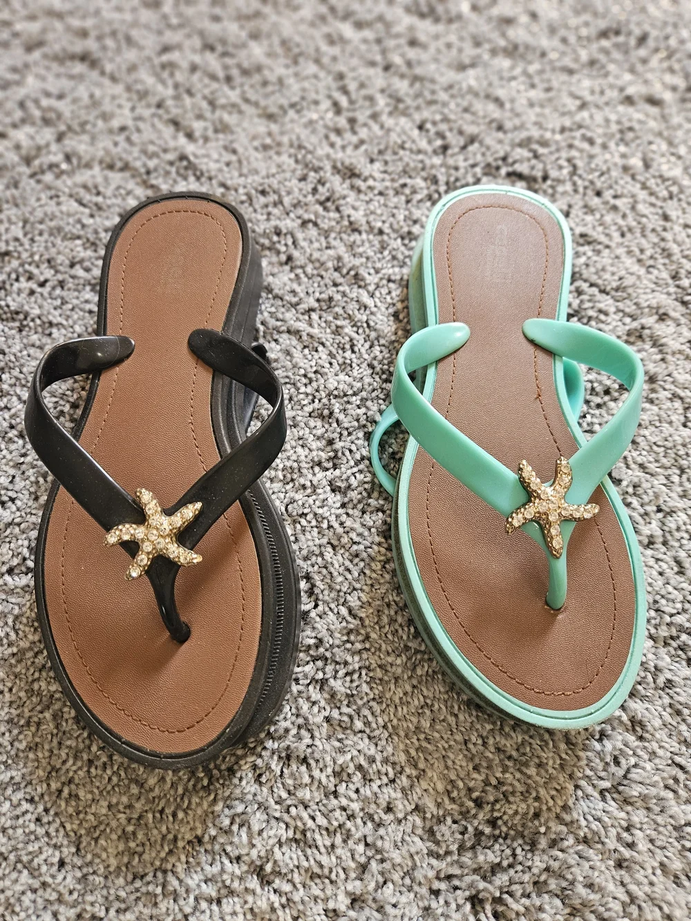 Black Starfish Thong Sandals - Women Size 8